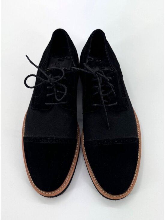 Robert Graham Black Suede & Canvas Lace-Up Oxfords With Rubber Sole Size 9 main image 5